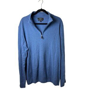 Mantovani Studio Men's Sweater Size XL Blue 1/4 Zip Pullover Casual 100%Cashmere